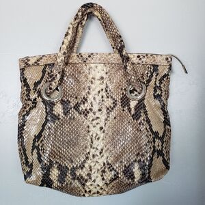 Menotti Made in Italy Real Python Snakeskin Bag Purse Handbag Tan Beige Black